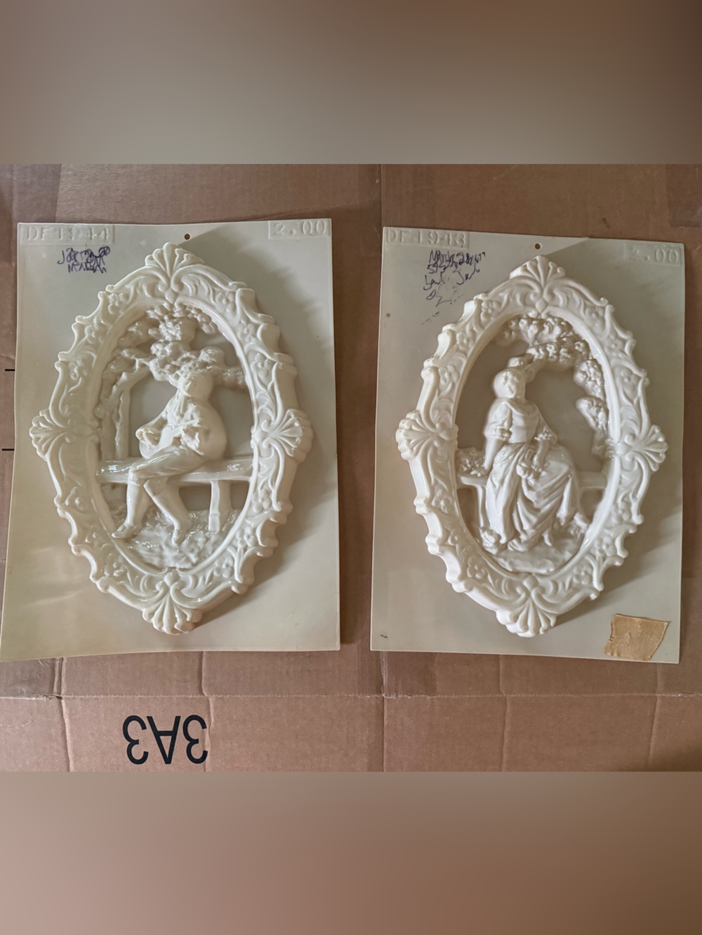 Vintage Couple Chalkware Wall Plaques molds